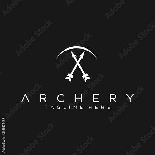 Bild auf Leinwand Archery Logo with Crossed Arrows and Bow.