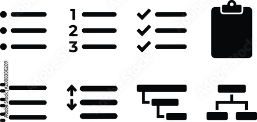Obraz na plátně Checklist and List Management Icons Set for Tasks Workflow Organization and User