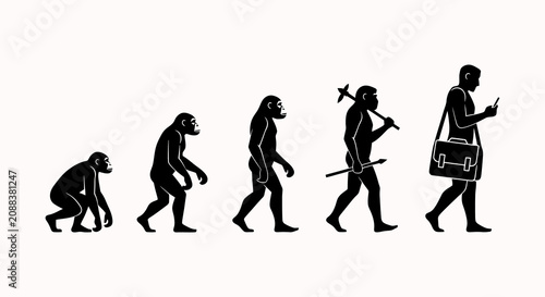 Bild auf Leinwand Evolution of Human Movement from Primate to Modern Person.