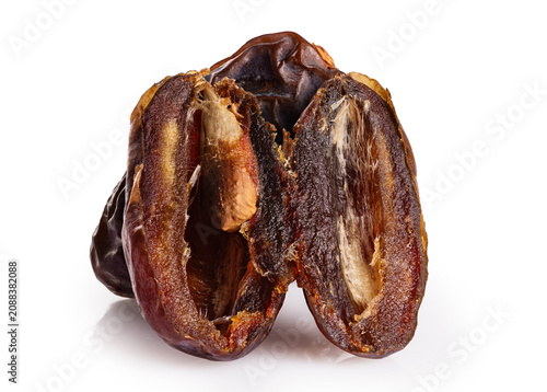 Dried date fruit isolated on white background.
