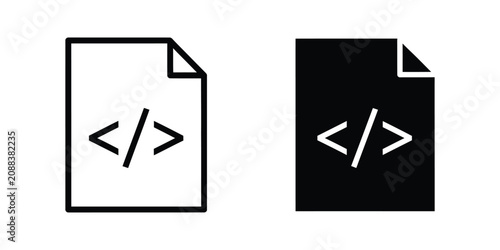 Foto Document file code tag set featuring programming script symbols inside paper she