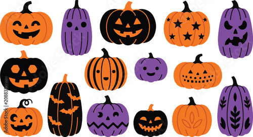 Halloween pumpkins and gourds for spooky decorations and party themes