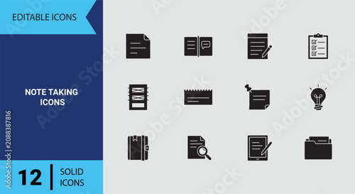 Bild auf Leinwand Solid Note Taking Icons for Quick Reminders Journaling Personal Productivity and