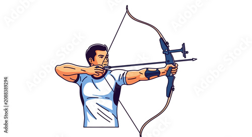 Εκτύπωση καμβά Archer Aiming Recurve Bow Vector Illustration