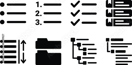 Obraz na plátně List Management and Organization Icons Set for User Interface and Workflow Navig