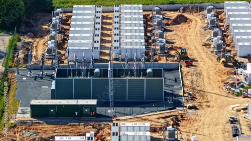 Konstfotografi Aerial View of Large Battery Energy Storage Facility Under Construction