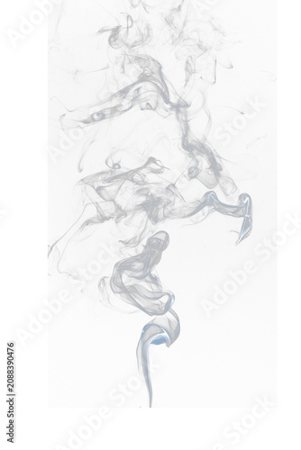 Abstract white smoke waves isolated on black background.