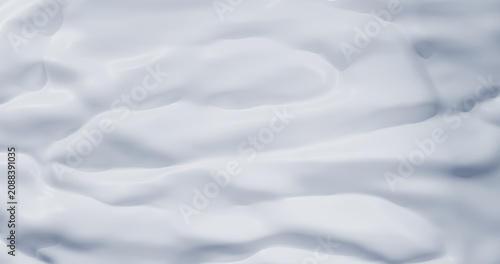 Wavy white liquid motion top view abstract background