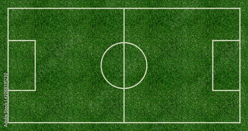 Football field top aerial view green grass background