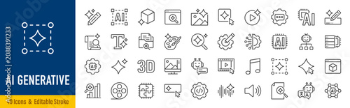 Tableau sur toile Generative AI line icons in editable stroke style