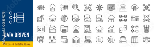 Εκτύπωση καμβά Data Driven line icons in editable stroke style
