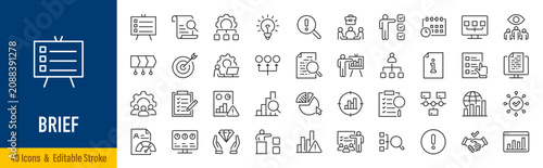Foto Creative Brief line icons in editable stroke style