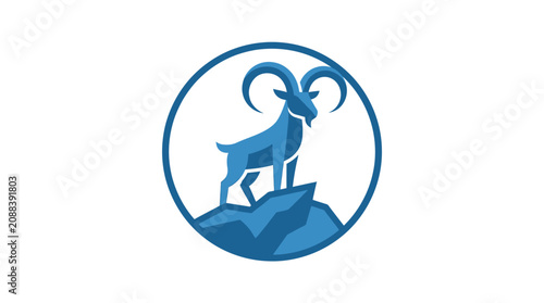 Obraz na płótnie Blue goat standing on mountain.