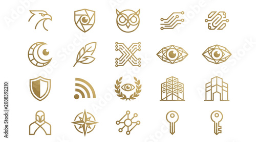 Tableau sur toile Golden icons on white background.