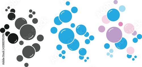 Bild auf Leinwand Soap bubbles icon vector set in different styles