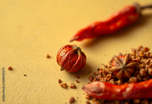 Close-up of dried red spice...
