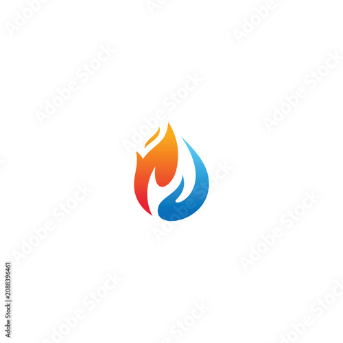 Tableau sur toile Abstract flame logo design with orange and blue colors simple and modern