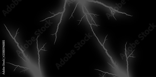 Lightning bolts on black background for dramatic effect and thunderstorm concept