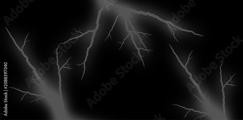 Lightning bolts on black background, electric storm effect