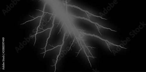 Lightning bolt on black background, electric flash