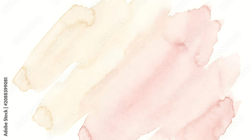 Fototapeta premium Soft watercolor brush strokes in pastel tones on transparent background