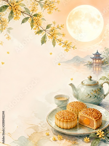 Template for moon festival in Chinese theme 