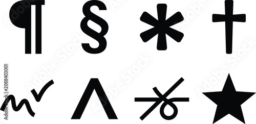 Εκτύπωση καμβά Typography and Text Editing Symbols Black Silhouette Icon Set for Document and U