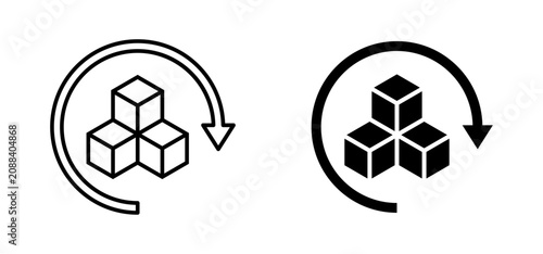 Bild auf Leinwand Restock and Replenish Vector Icon Set with Cubes