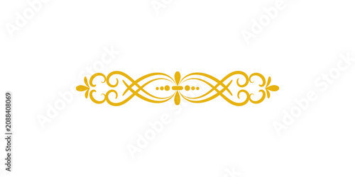 Bild auf Leinwand Golden ornate decorative divider element isolated on transparent background