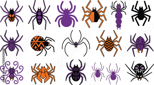 Foto Halloween spiders collection diverse arachnid designs for spooky season graphics