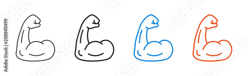 Cuadro en lienzo Bicep muscle icon set
