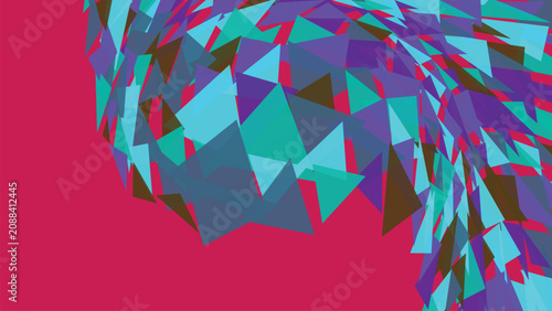 Fotografía Abstract dynamic movement of flowing blue and purple triangles against solid hot pink background for energetic modern digital graphic design