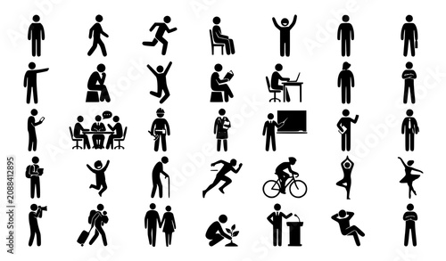 Modern Human Figure Silhouette Pack with People Character Poses Lifestyle and Business Vector Collection Bundle