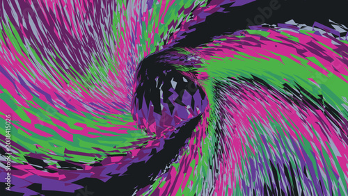 Cuadro en lienzo Dynamic burst of sharp geometric shards swirling towards central black void creating intense energy and chaotic movement for bold visuals