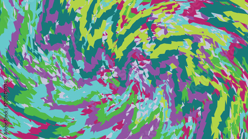 Fotografía Dynamic swirling texture composed of sharp zigzag geometric shards in vibrant colors creating chaotic motion effect for energetic backgrounds