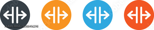 Fotografie Compare icon set vector, bidirectional split arrow symbols in black yellow blue