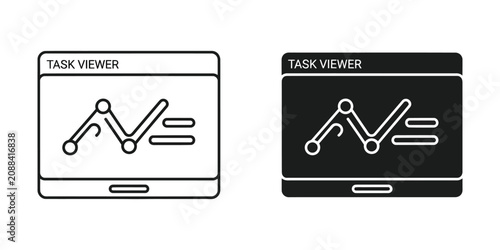 Foto Task viewer software interface set featuring data graph visualization in outline