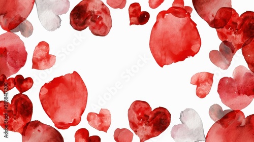 Romantic Watercolor Hearts Design for Love Themed Projects, Celebrations, and Artistic Creations in Vibrant Red and Pink Hues