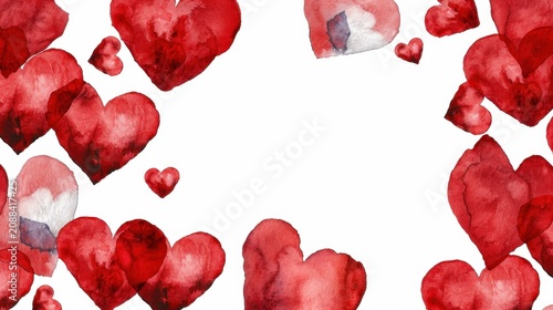 Romantic Watercolor Hearts on White Background for Love and Valentine’s Day Celebrations