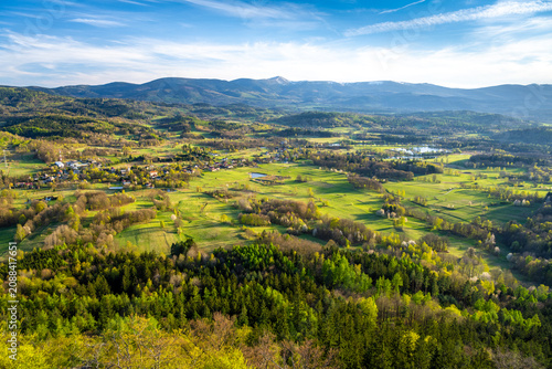 view on jeleniogorska valley under Karkonosze mountains in Poland