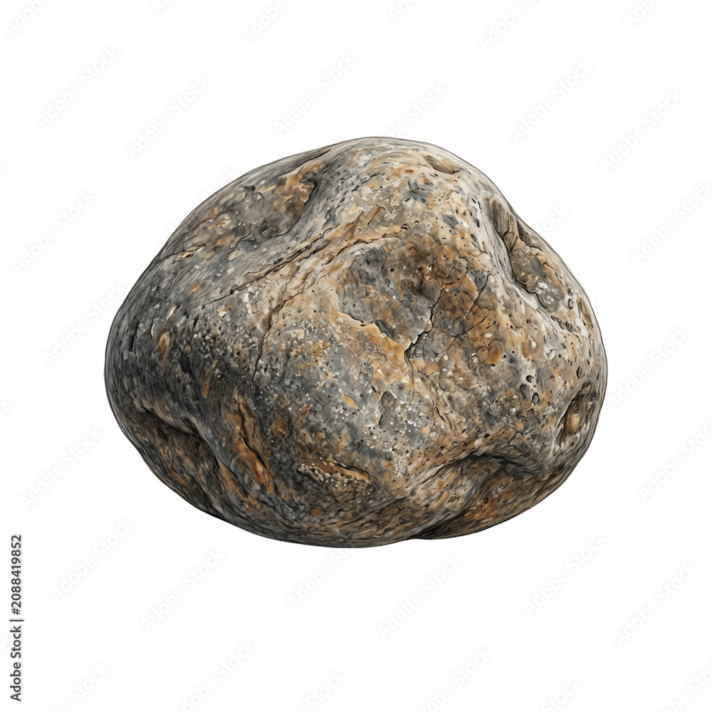 Fototapeta premium Isolated stone illustration, realistic single rock asset on transparent background