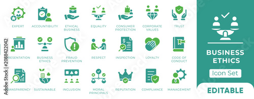 Photos Business ethics solid icons set
