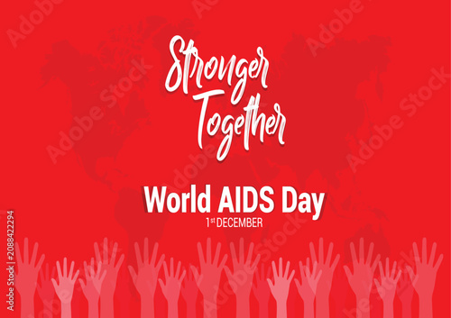 World AIDS Day Social Media Banner with Red Ribbon and Stronger Together Awareness Campaign Vector