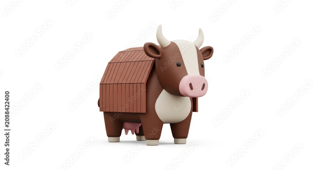 Fototapeta premium Brown and white Lego cow toy.