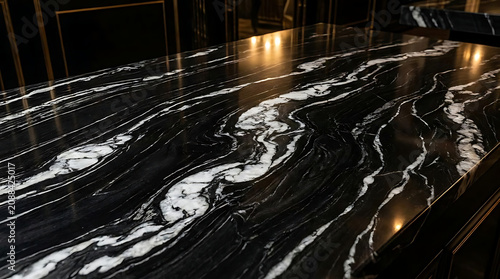 Elegant marble surface with striking black and white veining for luxurious backgrounds