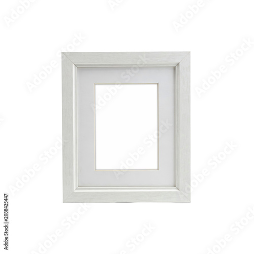 A vertical rectangular frame with a thick white mat board border, isolated on a plain white background, for display