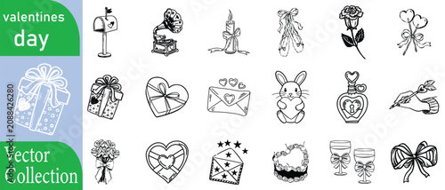 Canvastavla Retro vintage valentines day icons
