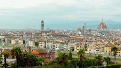 FLORENCE, TUSCANY, ITALY - NOVEMBER 23 2016: Panorama of the city with area of ​​Michelangelo. Italian city on the Arno River, in past - center of Florentine Republic