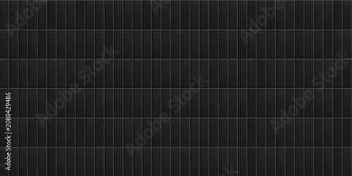 Black long subway ceramic tile wall background vector illustration