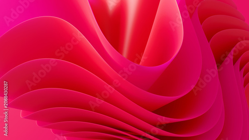 Elegant abstract wallpaper with undulating 3d fabric pleats forming a clean circular pattern.